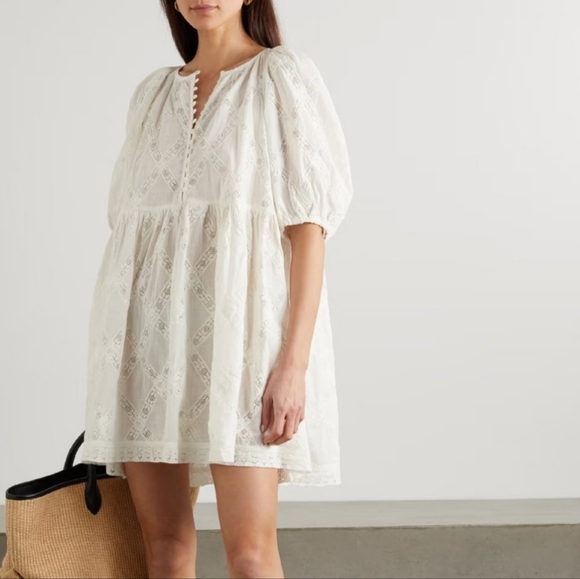 The Great. The Pathway Dress white & Broderie Anglaise Cotton Shorts off-white - Picture 3 of 15